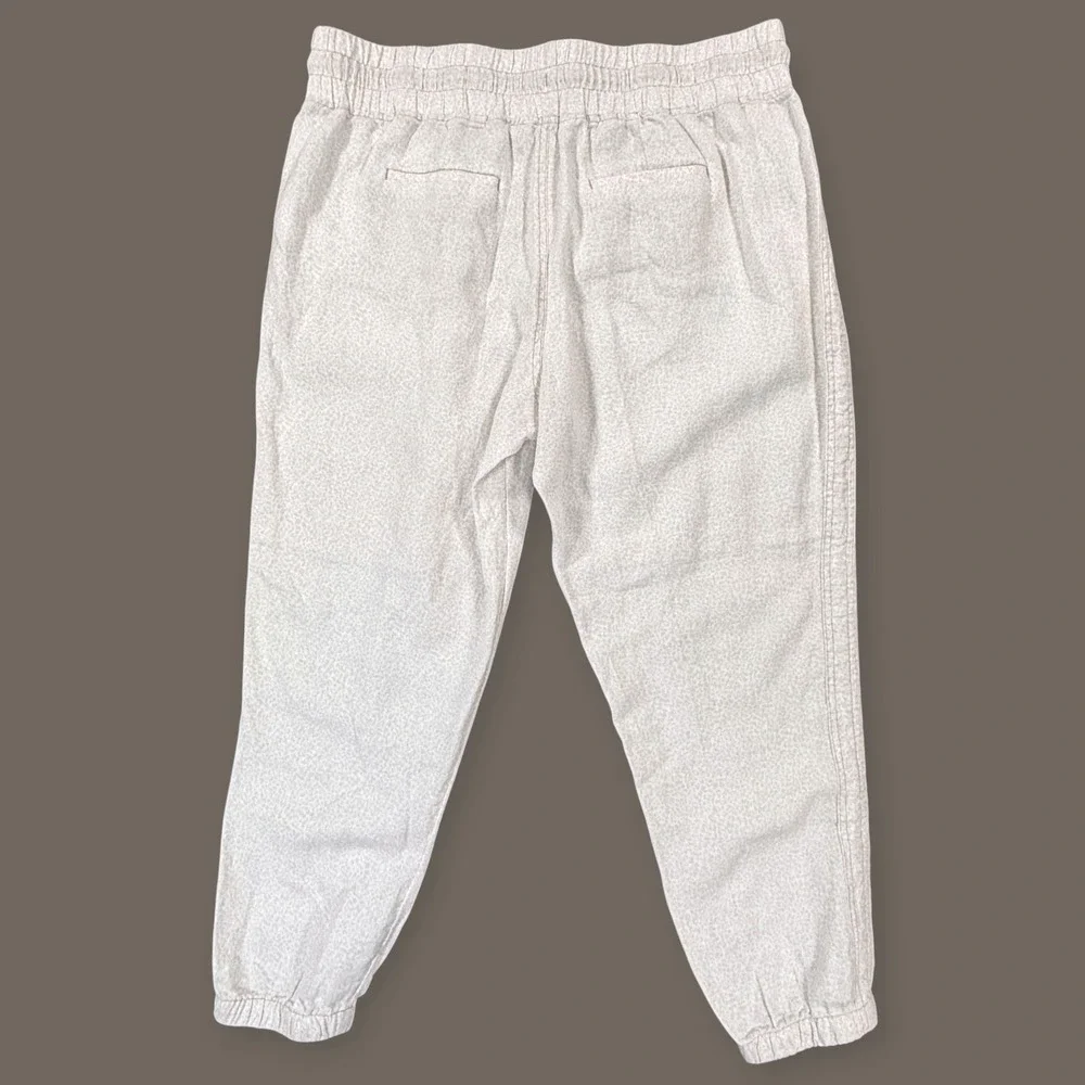 ATHLETA Cabo Linen Joggers Womens 16 Beige Animal Print Casual Lightweight Pants